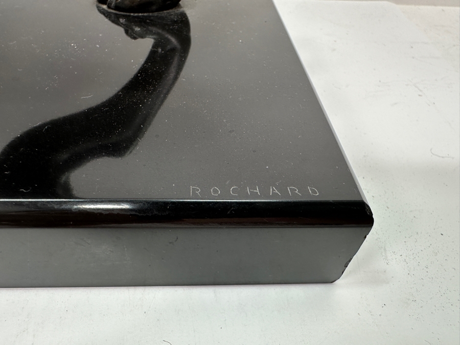 Irenee Rochard Art Deco Metal Sculpture Of A Greyhound / Whippet On Black Marble Base Signed Rochard In Marble Base 21.5'W X 6'D X 12'H [Photo 4]
