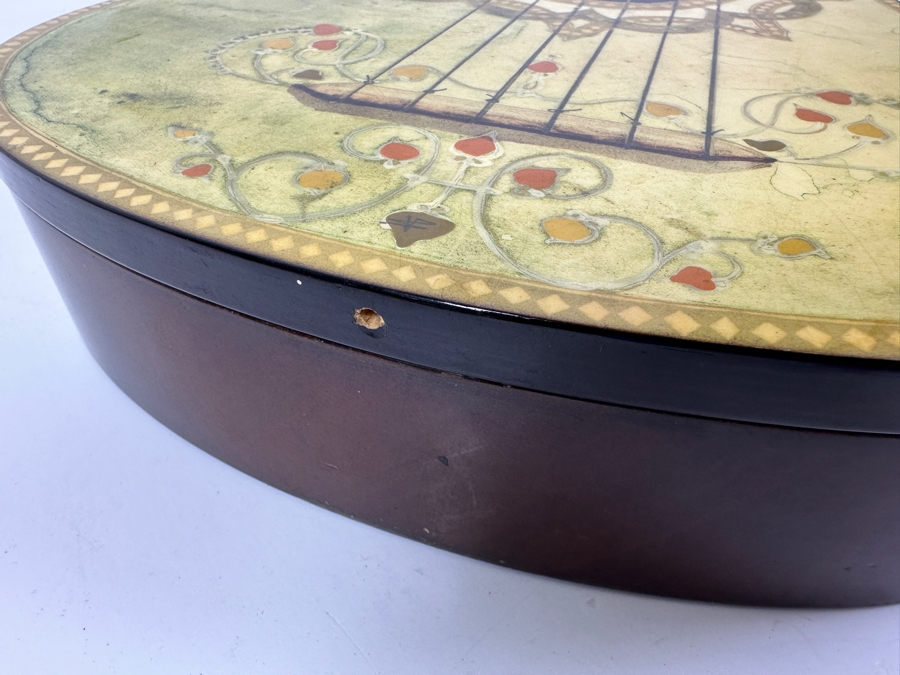 Unusual Guitar Shaped Wooden Gambling Box Made In Milano Italy 28'L X 11'D [Photo 8]