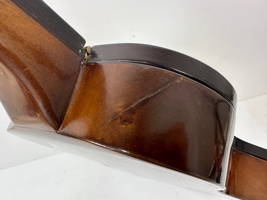 Unusual Guitar Shaped Wooden Gambling Box Made In Milano Italy 28'L X 11'D [Photo 6]