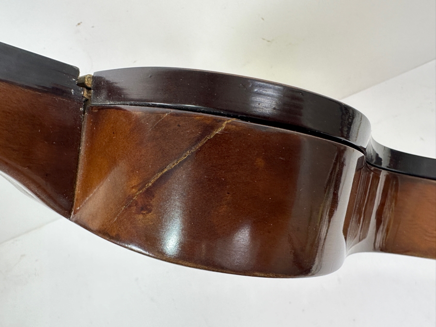 Unusual Guitar Shaped Wooden Gambling Box Made In Milano Italy 28'L X 11'D [Photo 7]