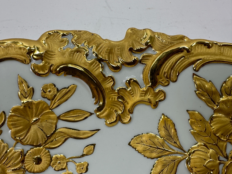 Vintage Meissen Germany Gilded Hand Painted Porcelain Bowl 12'W X 2.5'H [Photo 9]