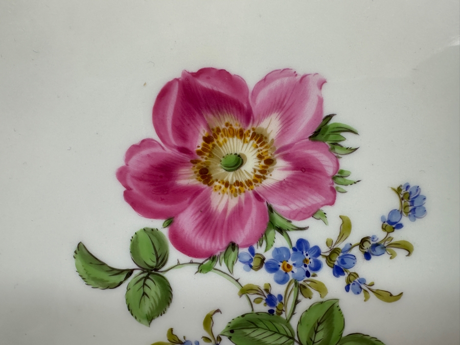 Vintage Meissen Germany Gilded Hand Painted Porcelain Bowl 12'W X 2.5'H [Photo 7]