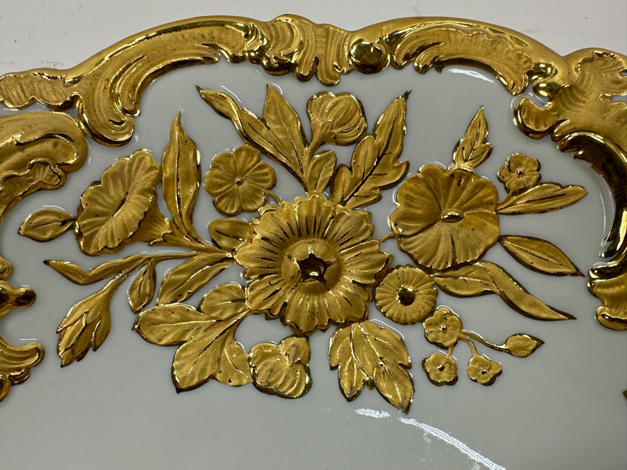 Vintage Meissen Germany Gilded Hand Painted Porcelain Bowl 12'W X 2.5'H [Photo 8]