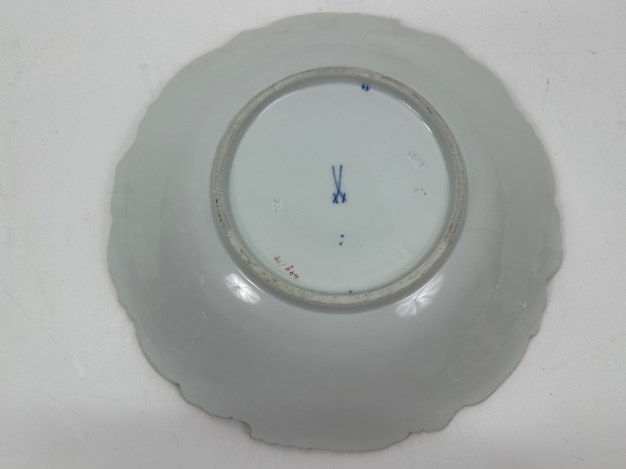 Vintage Meissen Germany Gilded Hand Painted Porcelain Bowl 12'W X 2.5'H [Photo 2]