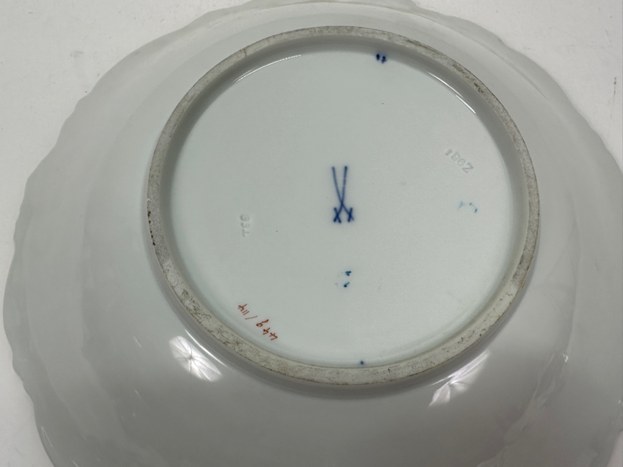 Vintage Meissen Germany Gilded Hand Painted Porcelain Bowl 12'W X 2.5'H [Photo 9]