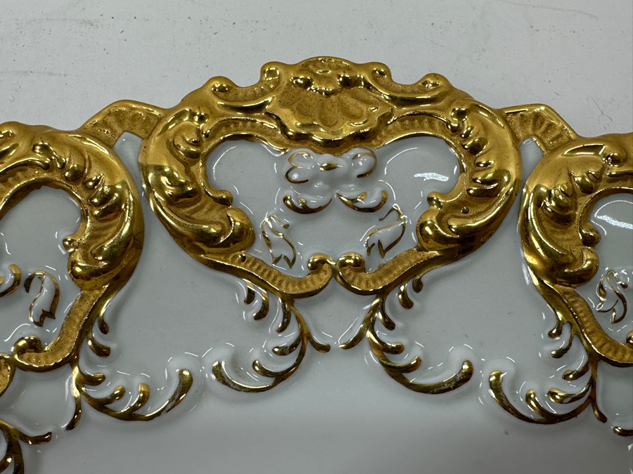 Vintage Meissen Germany Gilded Hand Painted Porcelain Bowl Dish 11'W [Photo 6]