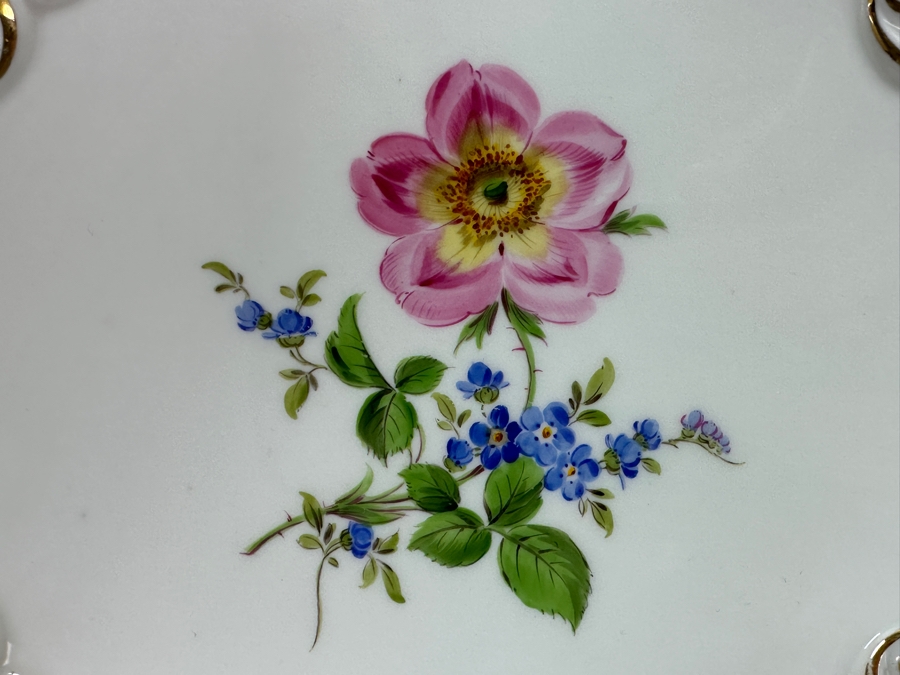 Vintage Meissen Germany Gilded Hand Painted Porcelain Bowl Dish 11'W [Photo 5]