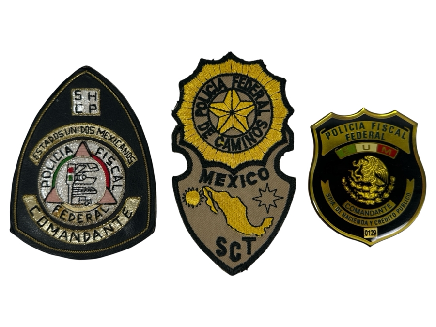 (2) Mexican Policia Federal Patches & (1) Badge [Photo 1]