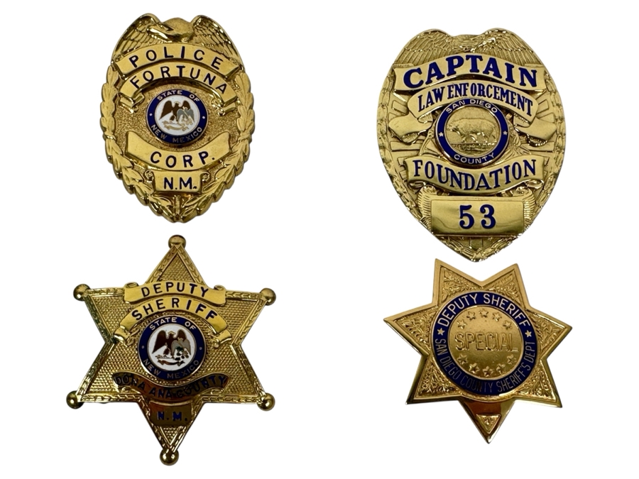 (4) Police / Sheriff / Law Enforcement Badges From San Diego County California & New Mexico [Photo 1]