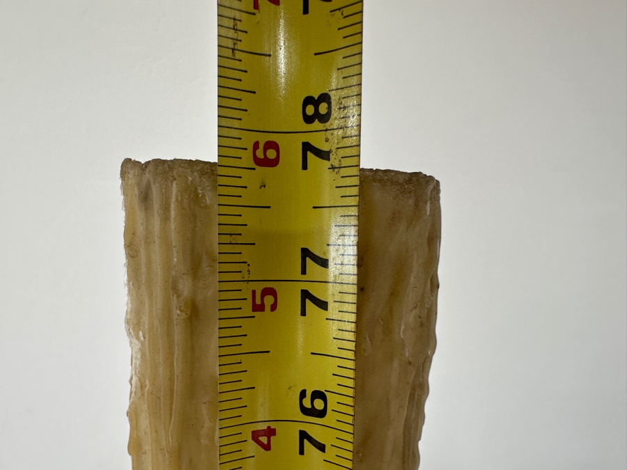 Pair Of 20th Century Hand Painted Polychrome Plaster Saints Holding Wrought Iron Candelabras On Wooden Conforming Bases (One Needs Rewiring) 78'H [Photo 27]