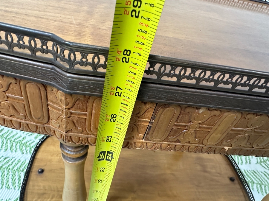 Vintage Oval Italian Tea Bar Cart - Rubber On Brass Wheels Needs Replacing 33.5W X 19D X 28H [Photo 13]