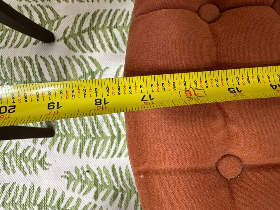 Pair Of French Style Upholstered Chairs With Brass Handle And Colored Button Back Stiff Seats 17.5W X 36H [Photo 7]