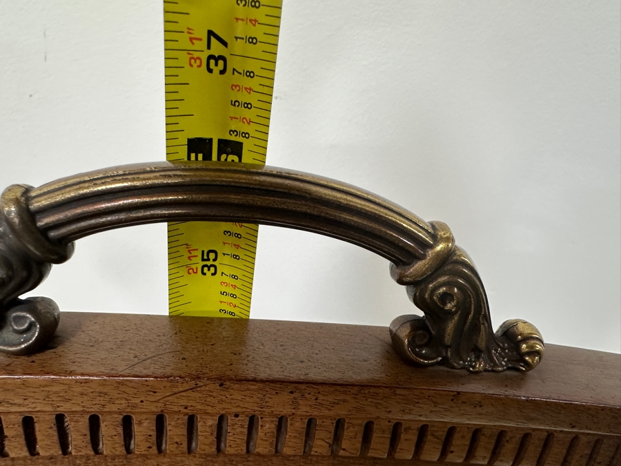 Pair Of French Style Upholstered Chairs With Brass Handle And Colored Button Back Stiff Seats 17.5W X 36H [Photo 8]