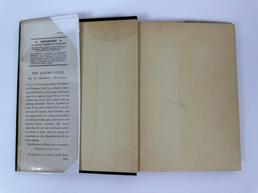 First Edition Hardcover Book The Razor's Edge By W. Somerset Maugham [Photo 2]