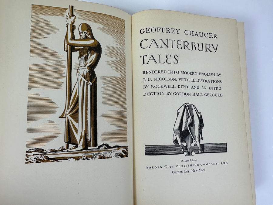 First Edition 1934 Hardcover Book Canterbury Tales By Geoffrey Chaucer In Modern English By J. U. Nicolson Illustrated By Rockwell Kent [Photo 3]