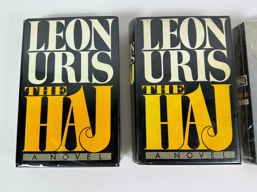 (2) First Edition Hardcover Books The Haj By Leon Uris & (1) First Edition Hardcover Book Topaz By Leon Uris [Photo 3]