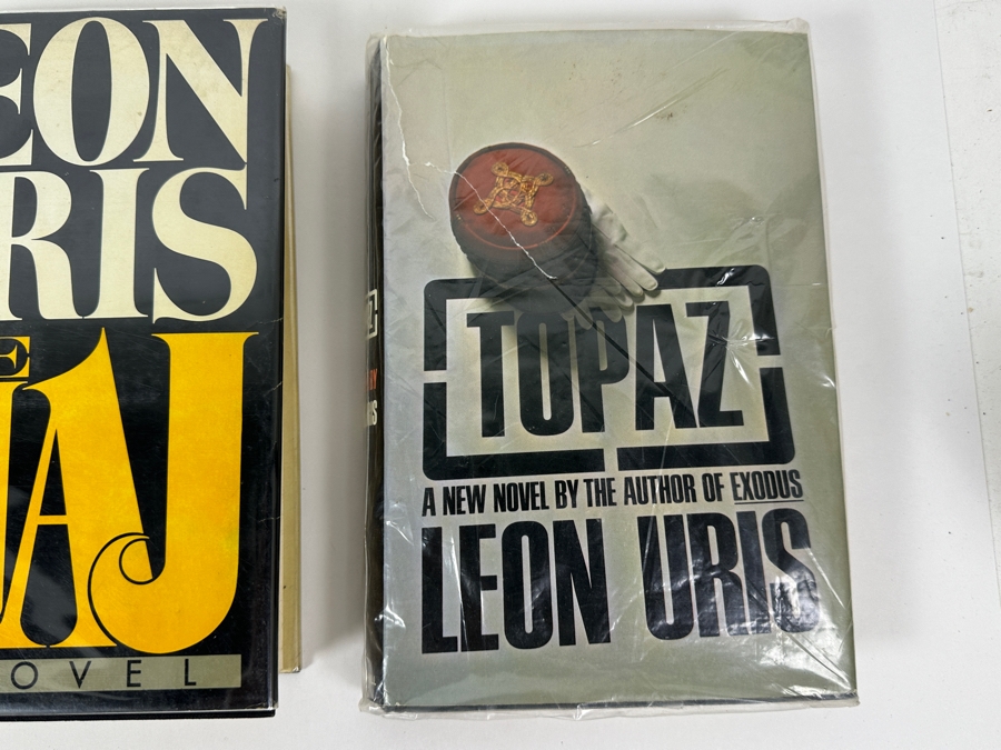 (2) First Edition Hardcover Books The Haj By Leon Uris & (1) First Edition Hardcover Book Topaz By Leon Uris [Photo 2]