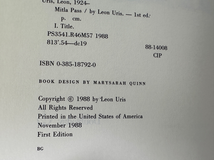 Signed First Edition Hardcover Book Mitla Pass By Leon Uris - Signed By Leon Uris [Photo 9]