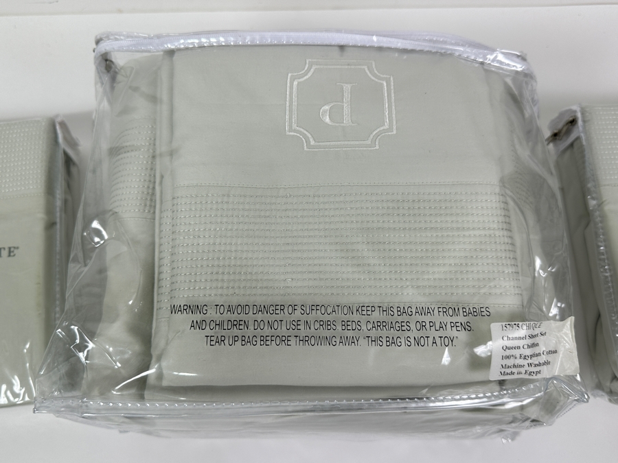 New Frontgate Queen Channel Duvet Cover 100% Egyptian Cotton And Pair Of Channel Euro Shams [Photo 3]