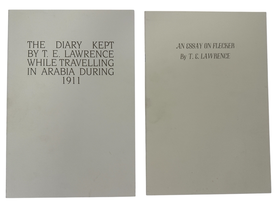 1937 Limited Edition Books: The Diary Kept By T. E. Lawrence While Travelling In Arabia During 1911 Published June 1937 & An Essay On Flecker By T. E. Lawrence Completed At The Corvinus Press During The Coronation Week Of King George The Sixth May, 1937 [Photo 1]