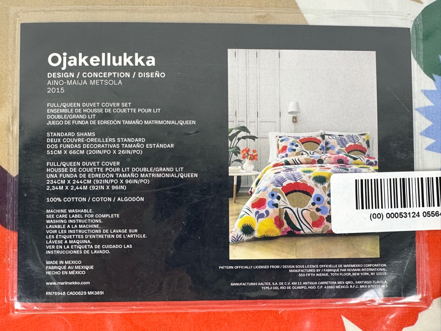 Marimekko Full/Queen Duvet Cover Set With Standard Shams Ojakellukka Design [Photo 3]