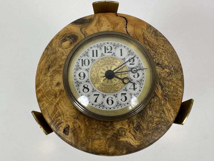 Burlwood Displayed Quartz Clock With Metal Stand 6'H [Photo 4]