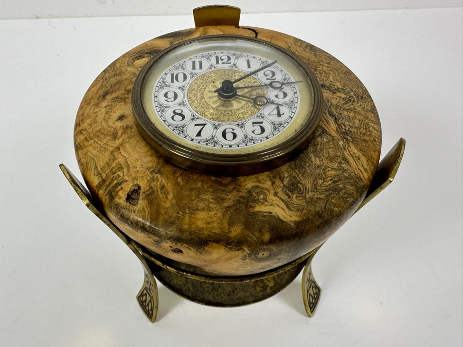 Burlwood Displayed Quartz Clock With Metal Stand 6'H [Photo 2]