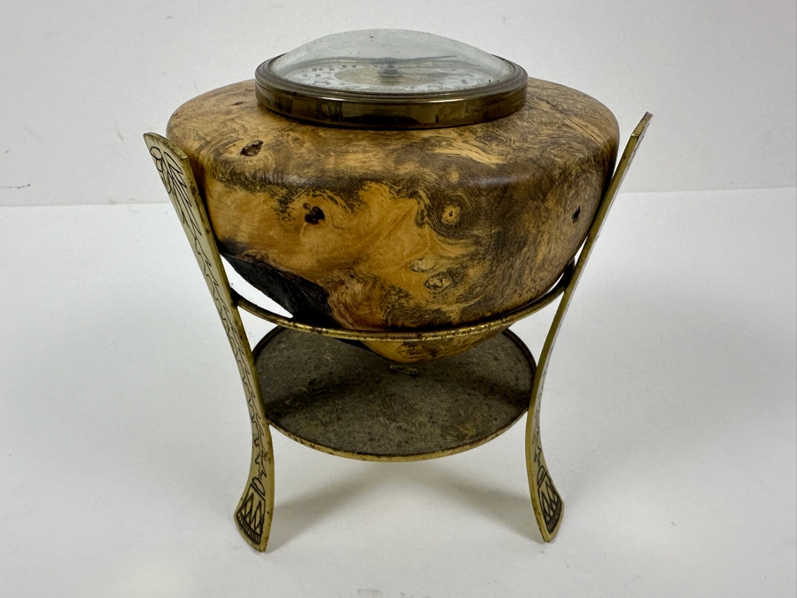 Burlwood Displayed Quartz Clock With Metal Stand 6'H [Photo 3]