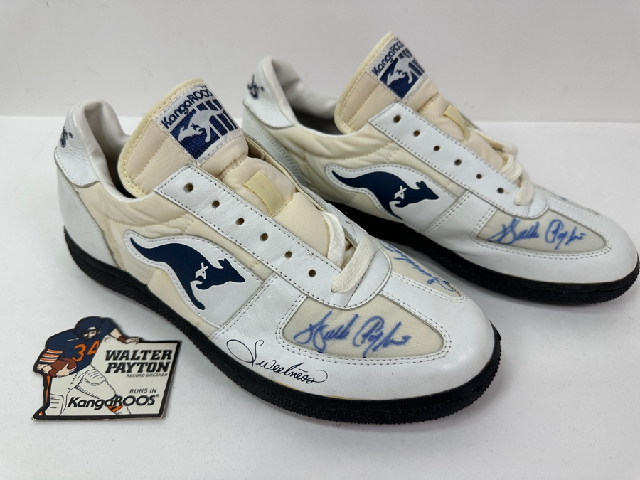 Walter 'Sweetness' Payton (1953-1999, NFL HOF Running Back For The Chicago Bears) Autographed KangaROOS Shoes From The Estate Of One Of The Founders Of KangaROOS Shoes Who Sponsored Walter Payton In The 1980s - Both Shoes Signed 'Sweetness' Walter Payton [Photo 3]