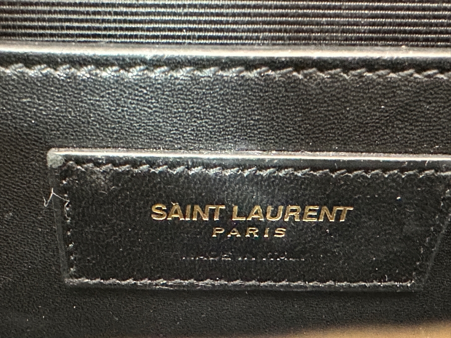 Saint Laurent (YSL) Grain De Poudre Classic Monogram Cassandre Clutch Handbag Paris France 10.5 X 5 [Photo 9]