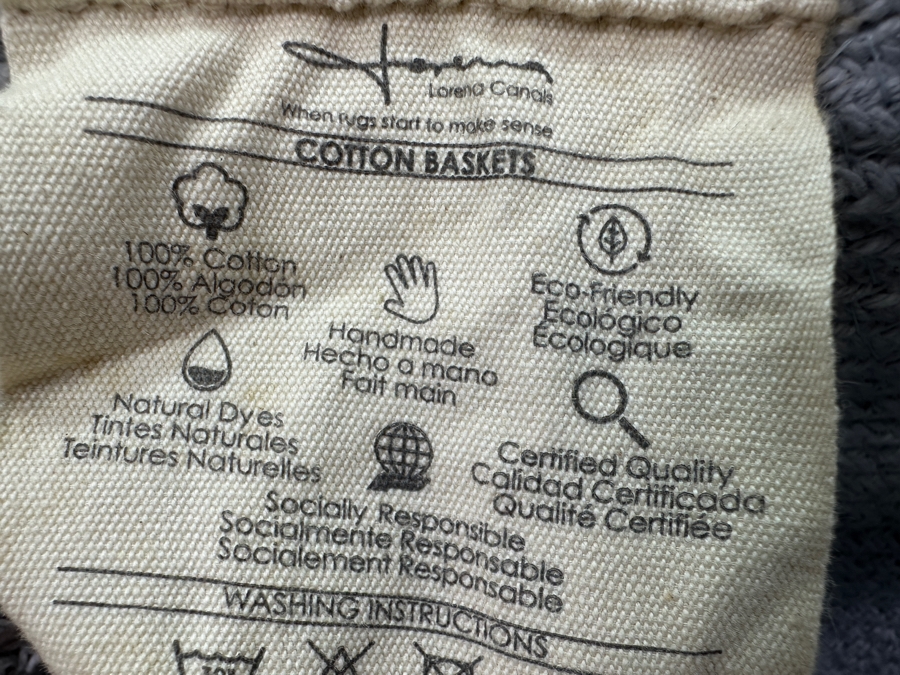 New Lorena Canals Basket Tassels Soft Blue 100% Cotton 45cm X 45cm X 30cm [Photo 6]