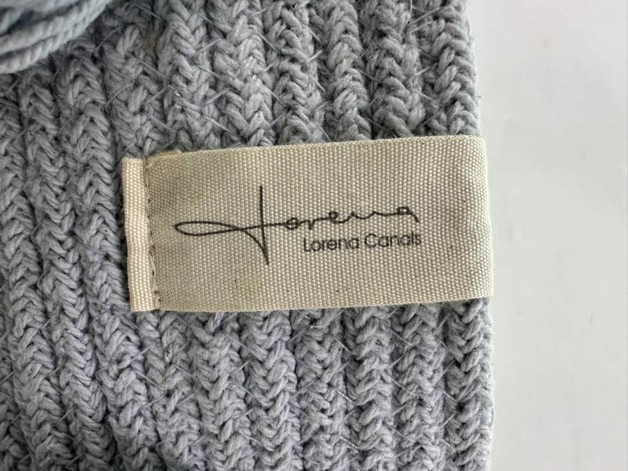 New Lorena Canals Basket Tassels Soft Blue 100% Cotton 45cm X 45cm X 30cm [Photo 4]