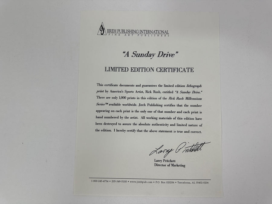 Signed Michael Jordan NBA Chicago Bulls Print Titled 'A Sunday Drive' By Rick A. Rush Numbered 20 Of 1,000 Signed By Michael Jordan & Rick Rush 21.5 X 16 [Photo 10]