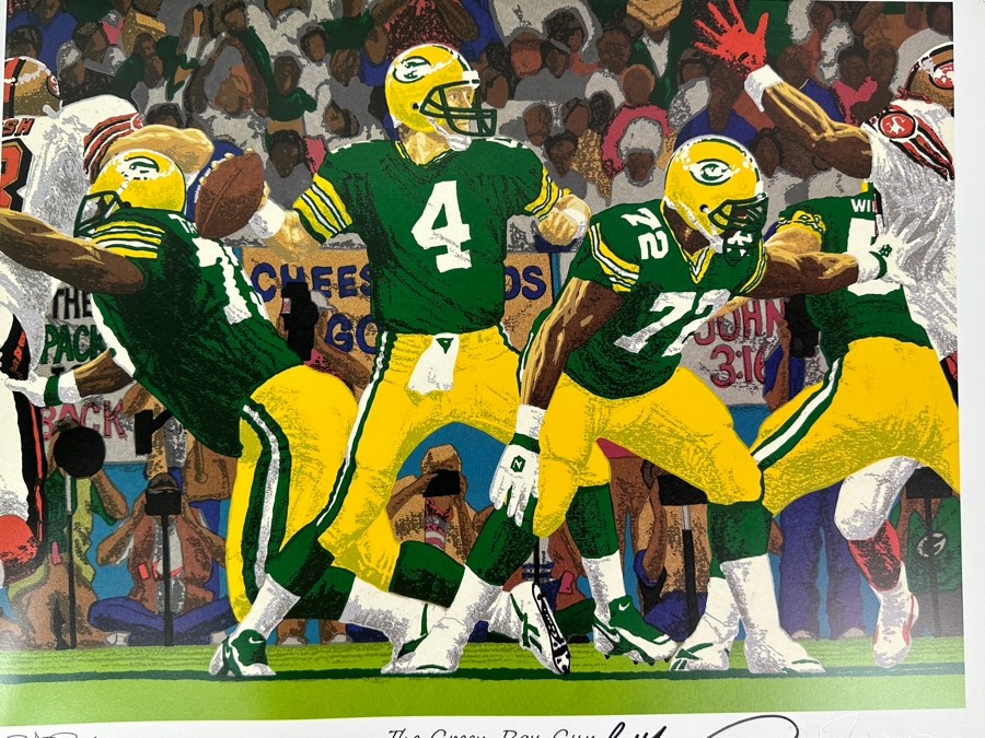 Signed Brett Favre NFL Green Bay Packers Print Titled 'The Green Bay Gun' By Rick A. Rush Numbered 270 Of 1,000 Signed By Brett Favre & Rick Rush 20 X 16 [Photo 9]