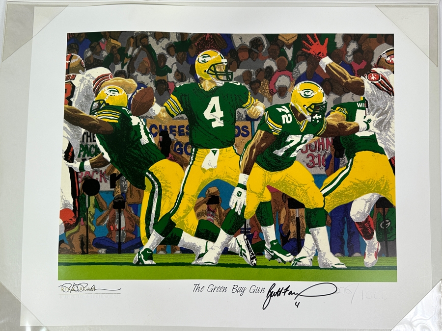 Signed Brett Favre NFL Green Bay Packers Print Titled 'The Green Bay Gun' By Rick A. Rush Numbered 270 Of 1,000 Signed By Brett Favre & Rick Rush 20 X 16 [Photo 3]