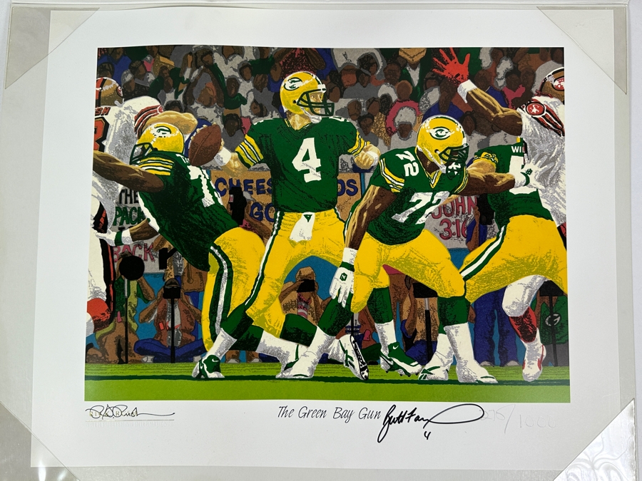 Signed Brett Favre NFL Green Bay Packers Print Titled 'The Green Bay Gun' By Rick A. Rush Numbered 270 Of 1,000 Signed By Brett Favre & Rick Rush 20 X 16 [Photo 2]