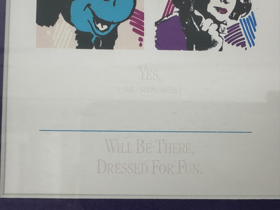 Rare Elizabeth Taylor Autographed Invitation & RSVP Card Designed By Andy Warhol For Her 60th Birthday Party At Disneyland Resort On February 27, 1992 8PM Framed 22 X 15 [Photo 7]