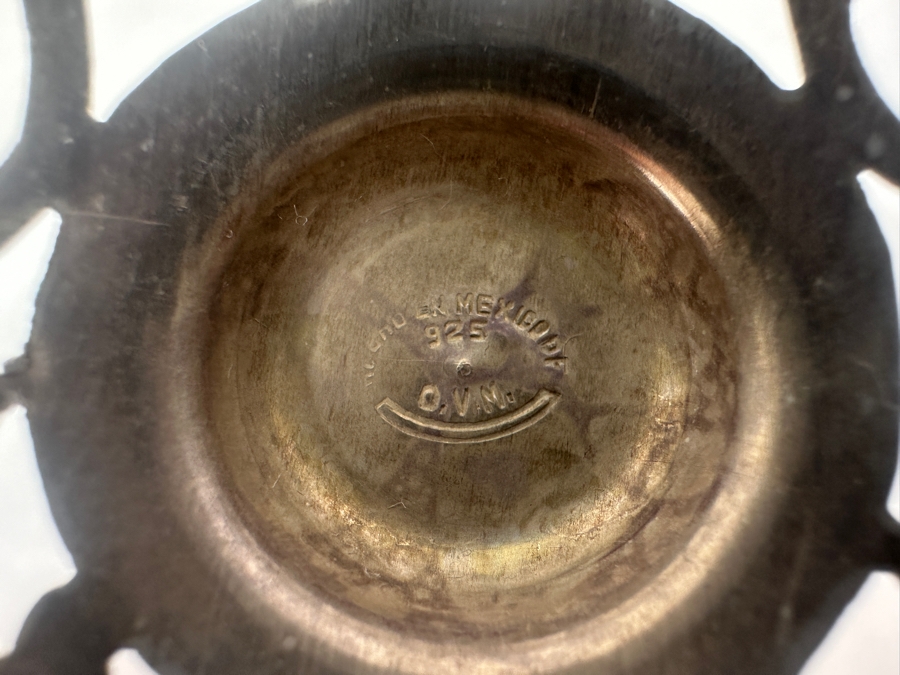 Just Added - Sterling Silver Overlay Sherbet Stemware Glasses Marked 925 Mexico 4.5'H - Sterling Silver Weight 299.4 Sterling Melt Value $347 [Photo 8]