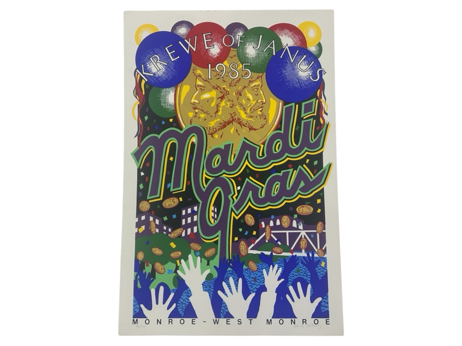 Just Added - Vintage 1985 Krewe Of Janus Mardi Gras Poster In Monroe-West Monroe, Louisiana Signed By Artist Limited Edition 20 Of 250 15.5 X 24.5 [Photo 1]