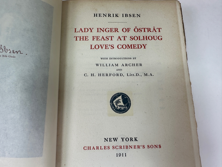 Just Added - Antique Limited Edition (14) Hardcover Books The Works Of Henrik Ibsen The Viking Edition Book Set Signed By Publisher Charles Scribner's Sons 115 Of 256 Missing Volumes 13 & 16 [Photo 13]