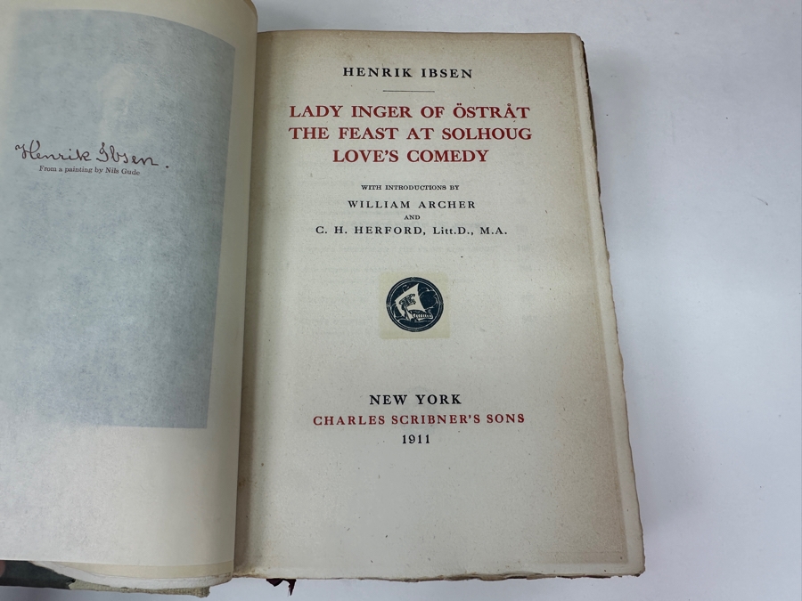 Just Added - Antique Limited Edition (14) Hardcover Books The Works Of Henrik Ibsen The Viking Edition Book Set Signed By Publisher Charles Scribner's Sons 115 Of 256 Missing Volumes 13 & 16 [Photo 12]