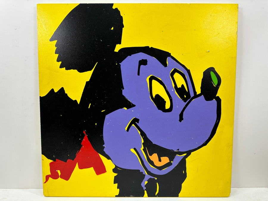 Original Hand Painted Mickey Mouse Painting On Foam Board From Elizabeth Taylor's 60th Birthday Party At Disneyland Resort On February 27, 1992 Based On Andy Warhol Designed Invitation (Unsigned - Assumed Painted By Disney Artist) 24 X 24 [Photo 2]