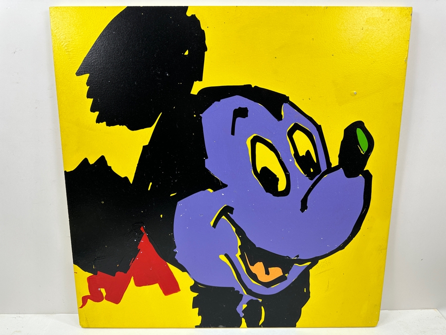 Original Hand Painted Mickey Mouse Painting On Foam Board From Elizabeth Taylor's 60th Birthday Party At Disneyland Resort On February 27, 1992 Based On Andy Warhol Designed Invitation (Unsigned - Assumed Painted By Disney Artist) 24 X 24 [Photo 7]