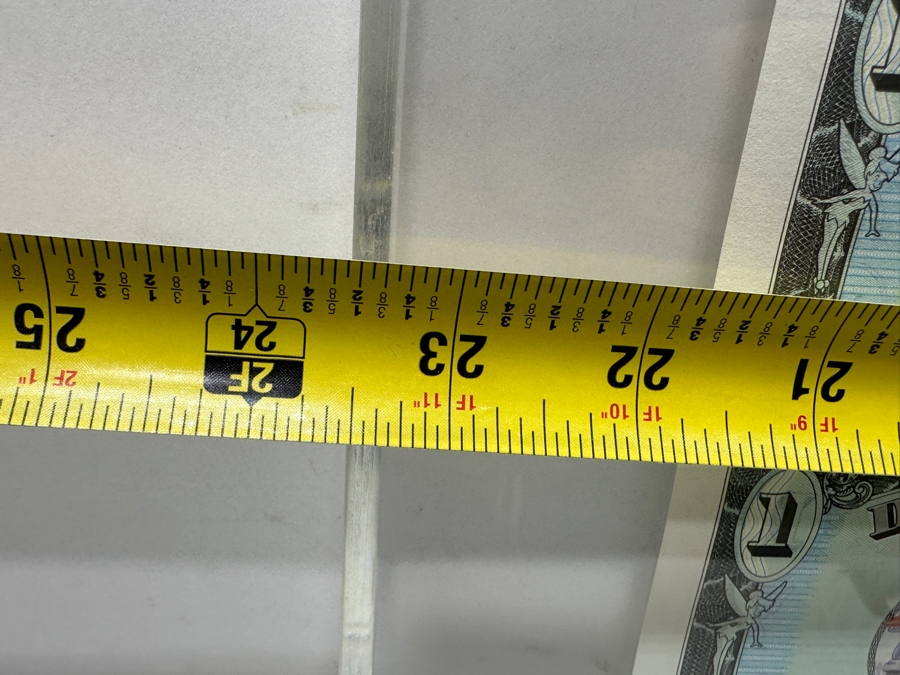 Vintage 1993 Limited Edition Mint Uncut Sheet Of (18) Mickey Mouse's 65th Anniversary $1 Disney Dollars Displayed In Clear Lucite Frame 23.5W X 23H [Photo 15]