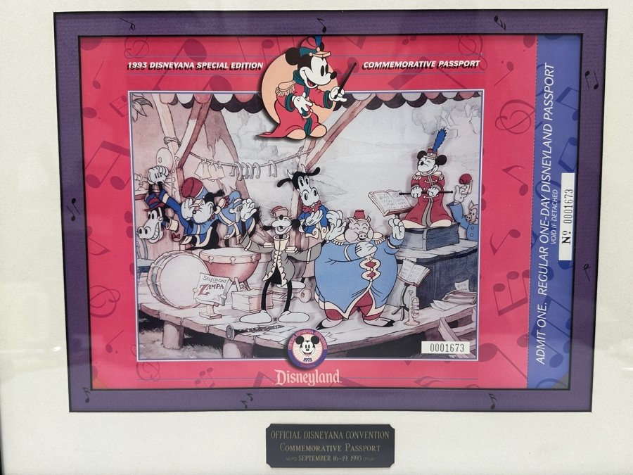 Vintage 1993 Official Special Edition Disneyana Convention Commemorative Passport Disneyland Framed September 16-19, 1993 16' X 13.5' [Photo 3]