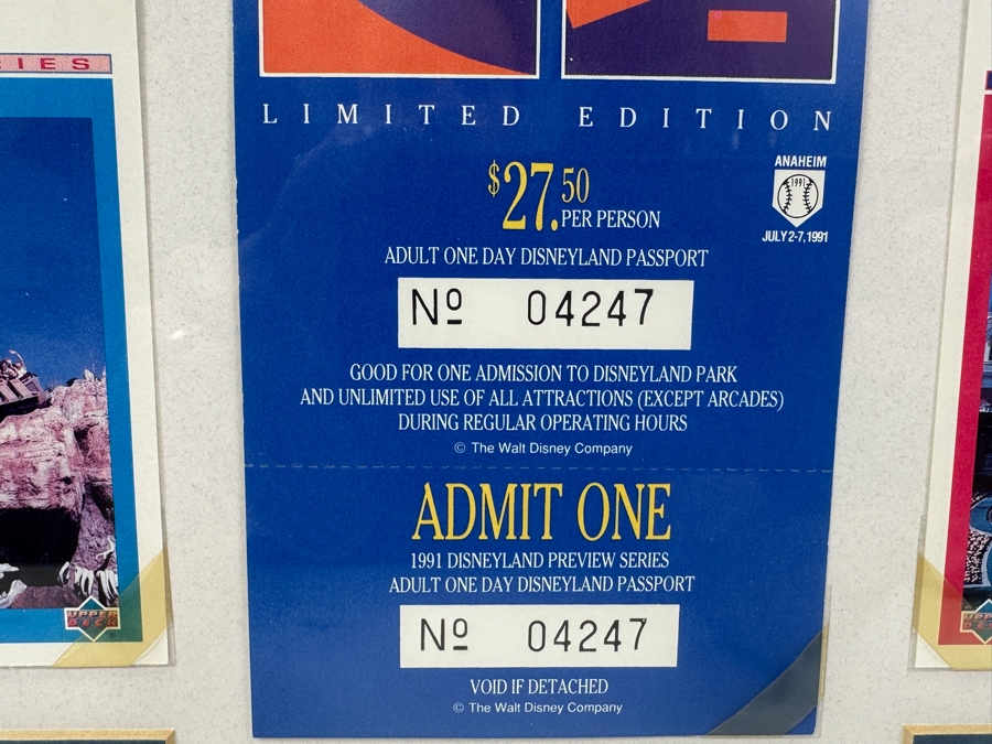 Vintage 1991 Framed Disneyland Limited Edition Preview Series Cards And Unused Limited Edition Disneyland Passport Ticket 12.5 X 19 [Photo 5]