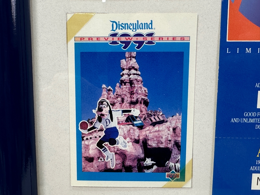 Vintage 1991 Framed Disneyland Limited Edition Preview Series Cards And Unused Limited Edition Disneyland Passport Ticket 12.5 X 19 [Photo 12]