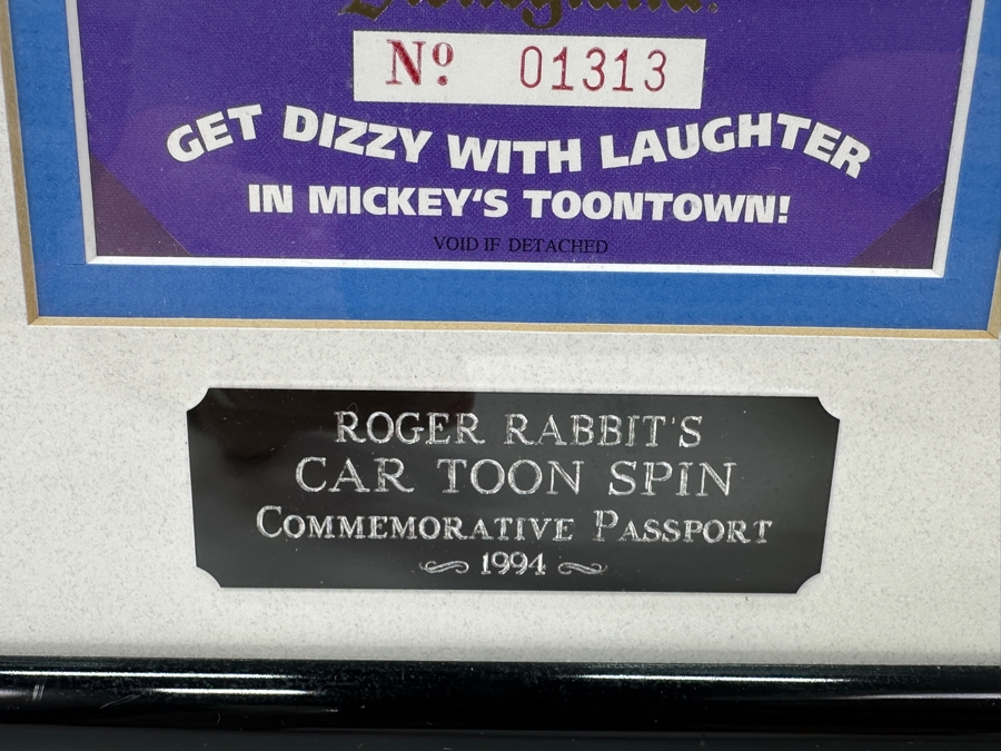 Vintage 1994 Framed Disneyland Unused Roger Rabbit's Car Toon Spin In Mickey's Toontown Commemorative Passport Ticket 9 X 19 [Photo 10]