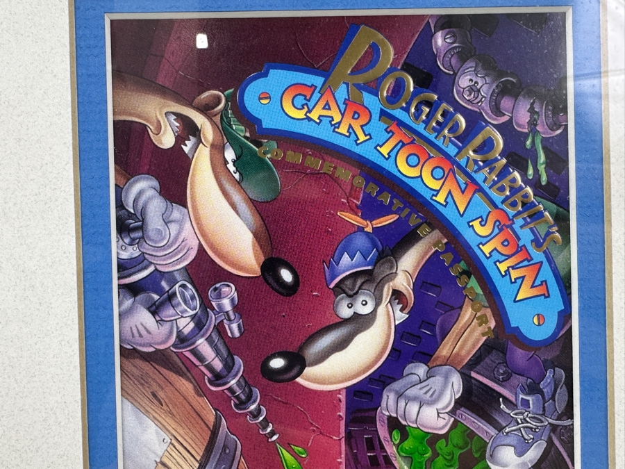 Vintage 1994 Framed Disneyland Unused Roger Rabbit's Car Toon Spin In Mickey's Toontown Commemorative Passport Ticket 9 X 19 [Photo 4]