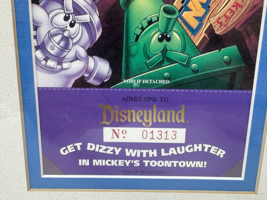 Vintage 1994 Framed Disneyland Unused Roger Rabbit's Car Toon Spin In Mickey's Toontown Commemorative Passport Ticket 9 X 19 [Photo 8]